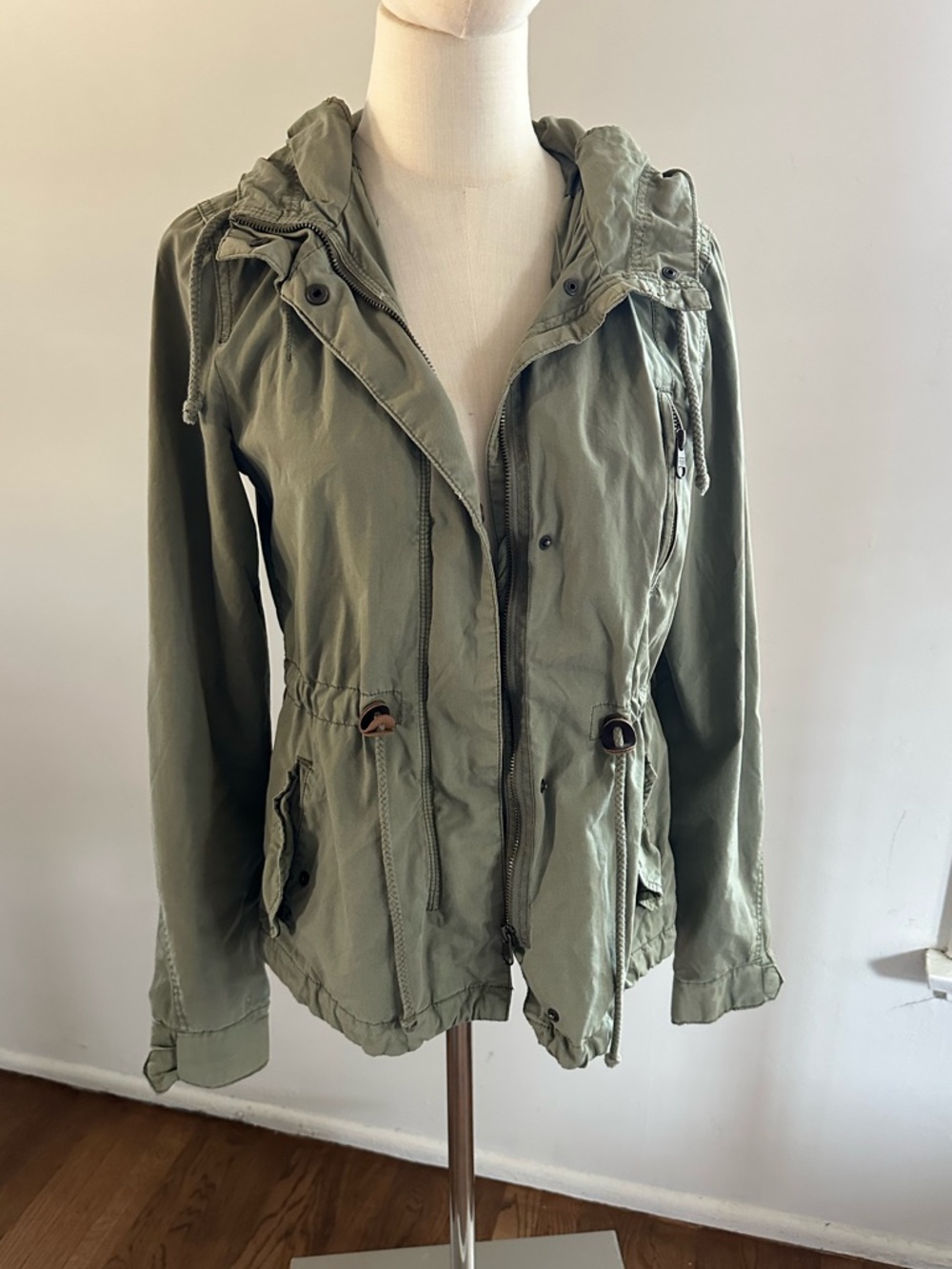 Divided Olive Green Hooded Utility Jacket